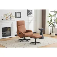 Livetastic RELAXAČNÍ KŘESLO S TABURETEM, textil, kůže, hnědá