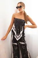 Kesi Włoski Dámský komplet s širokými nohavicemi a topem černý