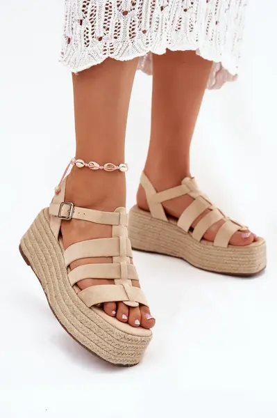 Boto Dámské Sandály S Pásky A Pleteninou Béžové Pardauss