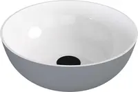 Polysan Banera - Umývadlo na dosku, priemer 39 cm, bez prepadu, bez otvoru na batériu, matná sivá/biela 14337.32