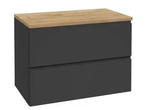 kielle Oudee - Skrinka vrátane dosky pod umývadlo 80x55x46 cm, matná čierna/zlatý dub 50002S824