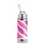 Pura nerezová fľaša so slamkou 325 ml - ružovo-biela