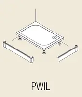 RONAL Marblemate - Hliníkový přední panel pro obdélníkovou vaničku, L-panel, 2 strany, 800 x 1400 mm - vanička černá matná PWIL08014006
