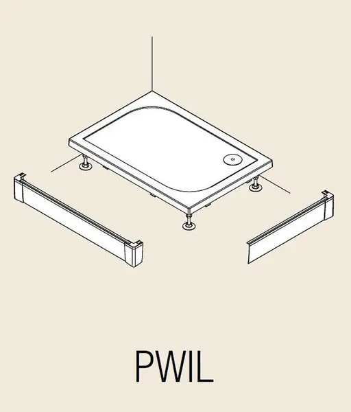 RONAL Marblemate - Hliníkový přední panel pro obdélníkovou vaničku, L-panel, 2 strany, 800 x 1400 mm - vanička černá matná PWIL08014006