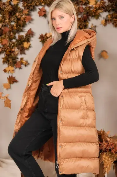 Z9757 DEWBERRY WOMEN'S VEST-CAMEL