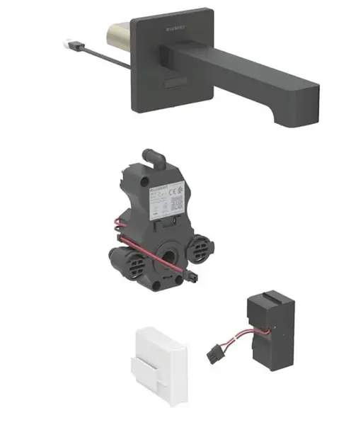 Geberit Brenta - Elektronická umývadlová batéria pod omietku, sieťové napájanie, easy to clean, matná čierna 116.272.14.1