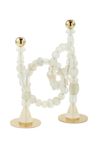 Dekorativní svícen Pols Potten Beads 33 x 38 x 12 cm béžová barva