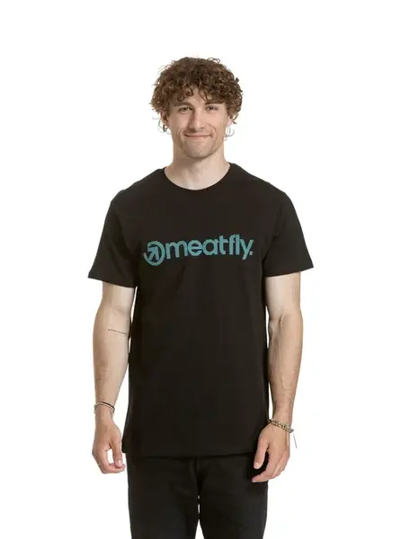 Meatfly pánské tričko Striped Logo Black | Černá | Velikost XL | 100% bavlna