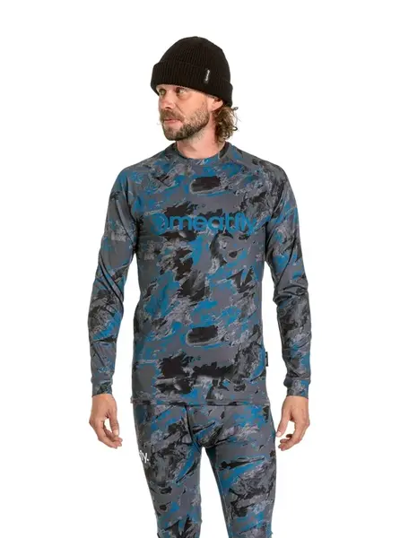 Meatfly pánské termo tričko Avery Mossy Petrol | Šedá | Velikost XXL