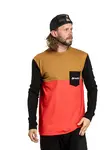 Meatfly pánské tričko s dlouhým rukávem Harvey Gold Brown/Bright Red | Hnědá | Velikost XXXL | 100% bavlna
