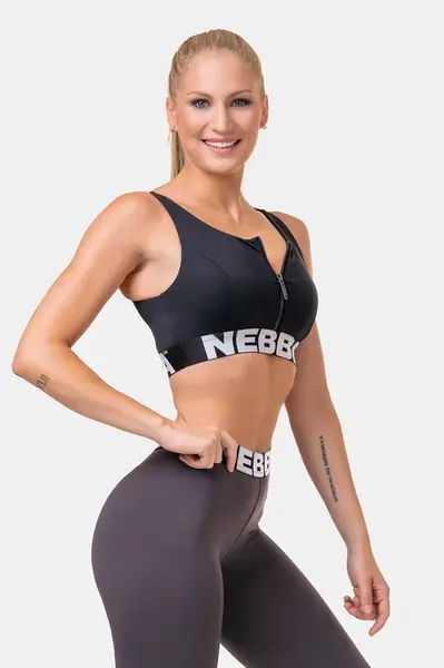 Nebbia Smart Zip sportovní podprsenka 578 , černá, XS