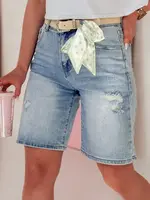 Spodenki damskie jeansowe z paskiem SHORTIVA niebieskie Dstreet