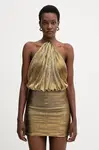 Šaty Retrofete Lavinia zlatá barva, mini, přiléhavé, R-FW25-11899-17