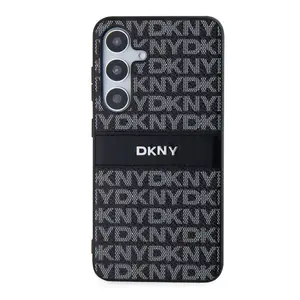 Zadní kryt DKNY PC/TPU Repeat Pattern Tonal Stripe pro Samsung Galaxy S24, černá