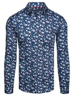 Koszula męska we wzory z długim rękawem granatowa Dstreet