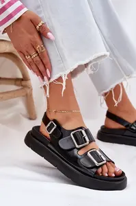 BIG STAR SHOES Kožené Lakované Dámské Sandály S Přezkami Big Star