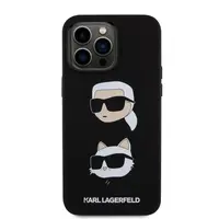 Zadní kryt Karl Lagerfeld Liquid Silicone Karl and Choupette Heads pro Apple iPhone 15 Pro Max, černá