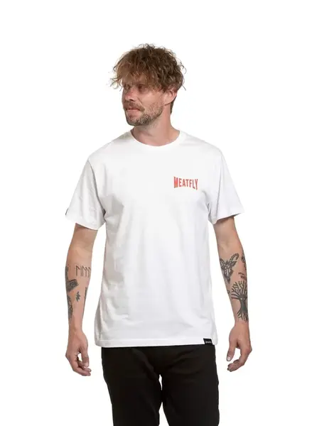 Meatfly pánské tričko Yvans Round Globus Patch White | Bílá | Velikost XXL