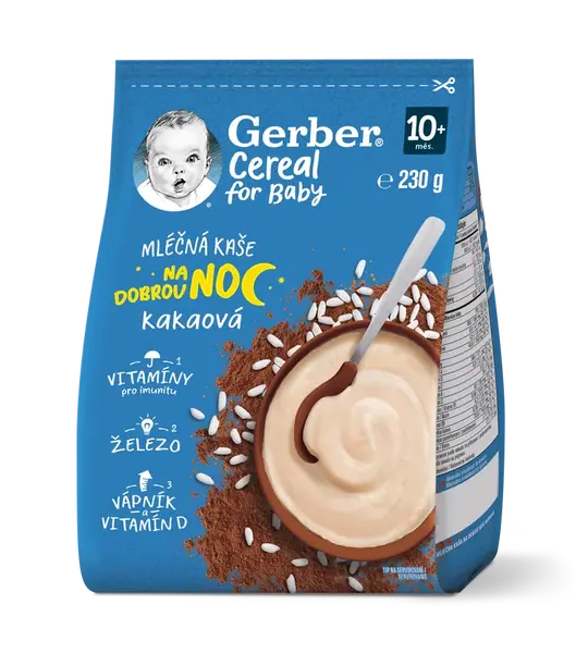 Gerber Cereal Ml.kaše na dobrou noc kakao 230g 10M