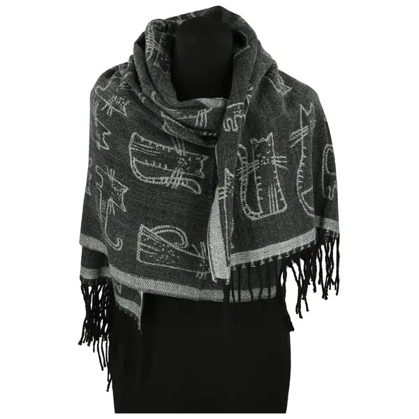 Trendy dámská šála Sandy Cat, černá