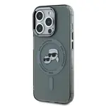 Zadní kryt Karl Lagerfeld IML K&CH Heads Metal Frame MagSafe pro Apple iPhone 15 Pro, černá