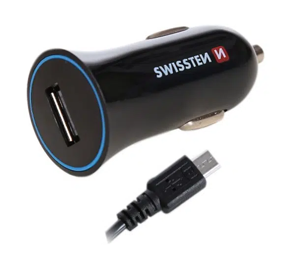 Nabíječka do auta CL SWISSTEN USB + kabel 1A černá (BLISTR)