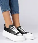 Gemre Black and white women's high-sole sneakers Selina