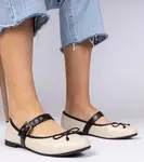Gemre Beige women's ballet flats with a bow Mansy