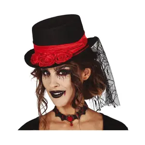 Halloweensky klobúk s červenou stuhou ALBI