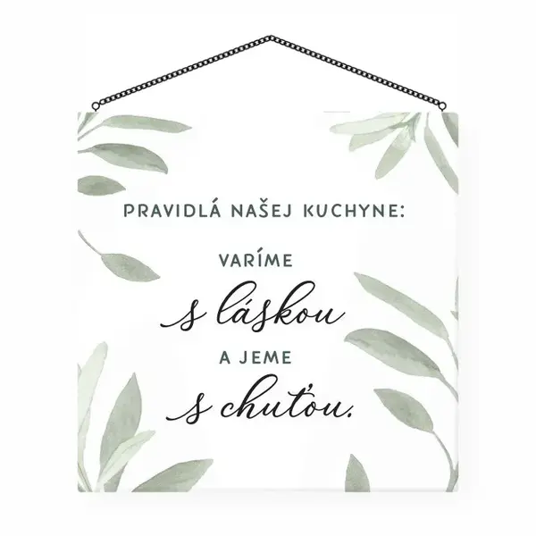 Ceduľka s textom - Pravidlá našej kuchyne ALBI