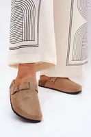 Boto Dámske dreváky a na platforme s prackou khaki Selio