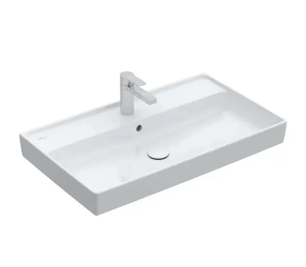 Villeroy & Boch Collaro - Umývadlo nábytkové, 80x47 cm, s prepadom, otvor na batériu, CeramicPlus, alpská biela 4A3380R1