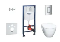 Grohe Solido - Set predstenovej inštalácie, klozetu Serel a dosky softclose, tlačidlo Skate Cosmopolitan, chróm 38528SET-KH