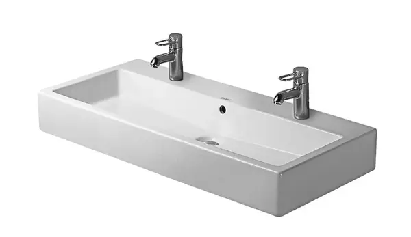 Duravit Vero - Dvojumývadlo nábytkové 100x47 cm, s 2 otvormi na batérie, alpská biela 04541000261
