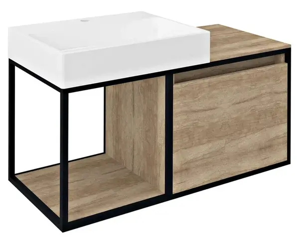 Sapho Skara - Umyvadlová skříňka, 100x50x47 cm, matná černá/dub Alabama CG004-2222