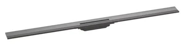 Hansgrohe RainDrain Flex - Lineární sprchový žlab s nerezovým roštem 1200, ke stěně, zkrátitelný, kartáčovaný černý chrom 56054340