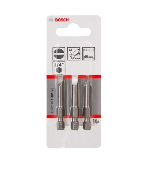Bosch Príslušenstvo - Súprava bitov S1,0x5,5, dĺžka 49 mm, 3 ks 2607001481