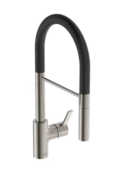 Ideal Standard Gusto - Dřezová baterie s flexibilním ramenem a sprškou, ocel/černá BD417GN