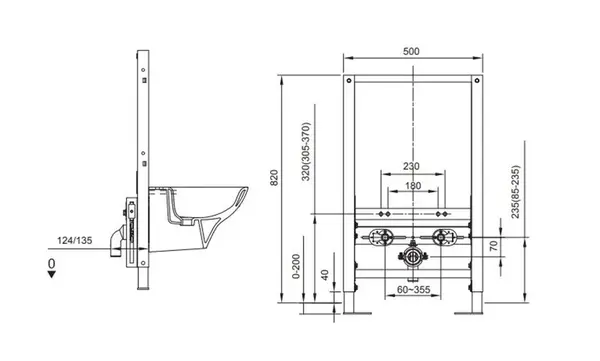 Kludi Unifix - Předstěnová instalace pro bidet, výška 82 cm 79201