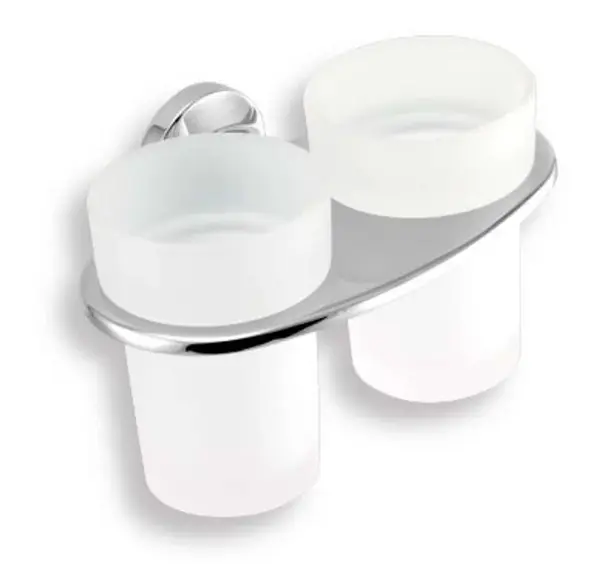 Novaservis Metalia 11 - Dvojitý držák kartáčků a pasty, sklo/chrom 0157,0