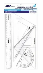 Pravítko rýsovací set 4 kusy čiré