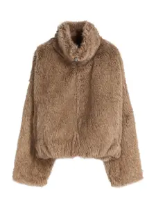 Bershka Prechodná bunda  tmavobéžová