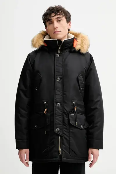 Parka Guess Jeans černá barva, zimní, M5BL10 WHAA2