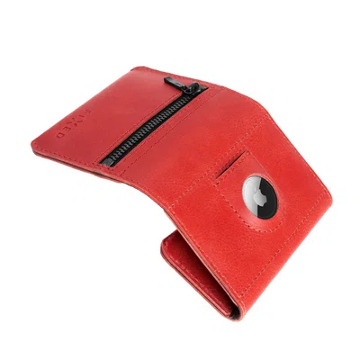 Kožená peněženka FIXED Tripple Wallet for AirTag z pravé hovězí kůže, červená