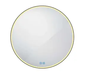 Nimco Zrcadla - Zrcadlo s LED osvětlením, průměr 70 cm, dotykový senzor, matná černá ZPC 28001RVX-90