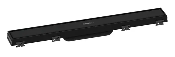 Hansgrohe RainDrain Match - Sprchový žlab s nerezovým roštem 600, s výškově stavitelným rámem, matná černá 56036670