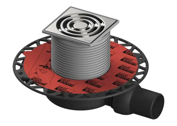 Tece Odtokové kanálky - Podlahová vpusť boční, snížená, 10x10 cm, nerez/plast 3601102