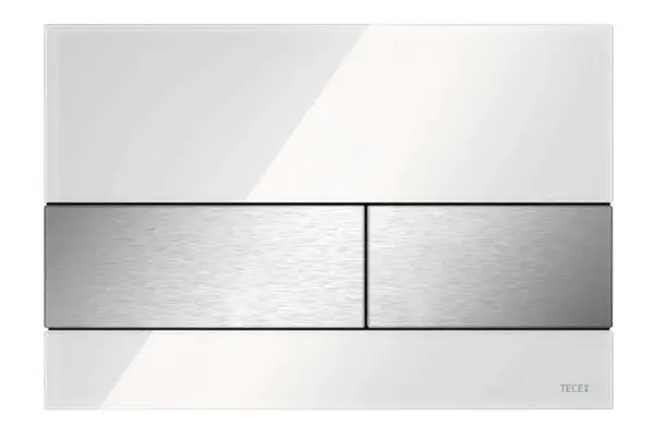 Tece TECEsquare - Ovládání splachování, úprava proti otiskům prstů, bílé sklo/kartáčovaný nerez 9240801