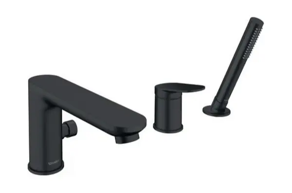 Duravit Wave - Baterie na okraj vany, 3-otvorová instalace, matná černá WA5260000046