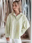 Dámská oversize košile v zeleno-bílých pruzích